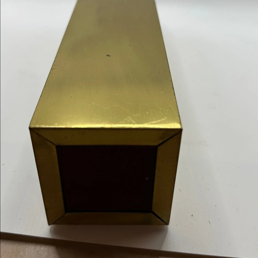 Vintage Mid Century Brass Fireplace Tall Matchbox Holder w/Shell Design